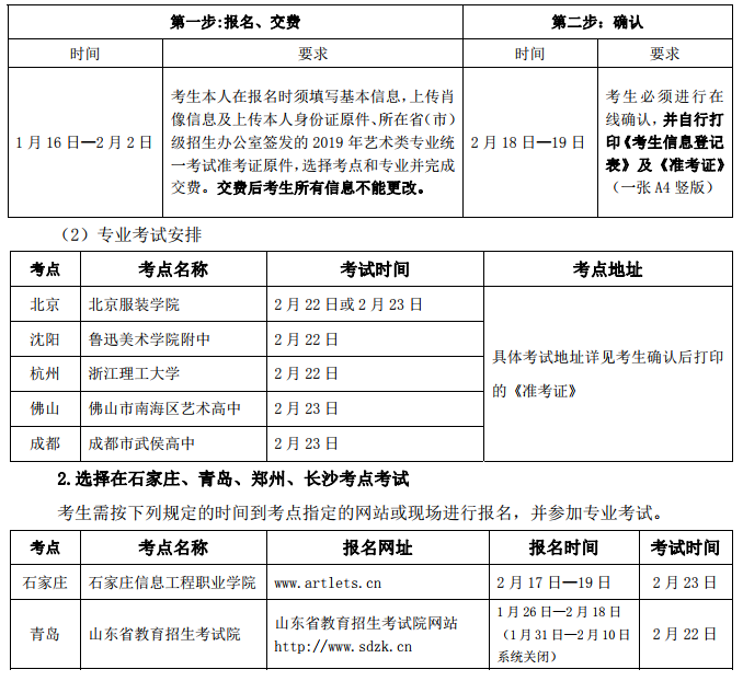 北京服裝學院 2019 年藝術類本科專業招生簡章