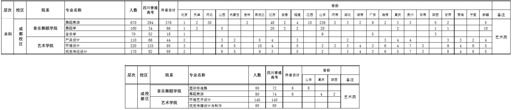 四川工商學(xué)院2019年藝術(shù)類分省招生計(jì)劃