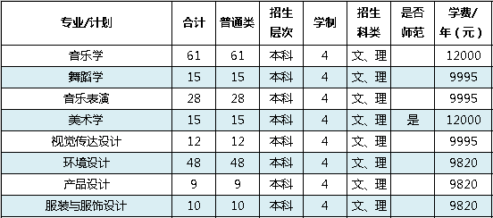 百色學院2019年藝術類分省招生計劃