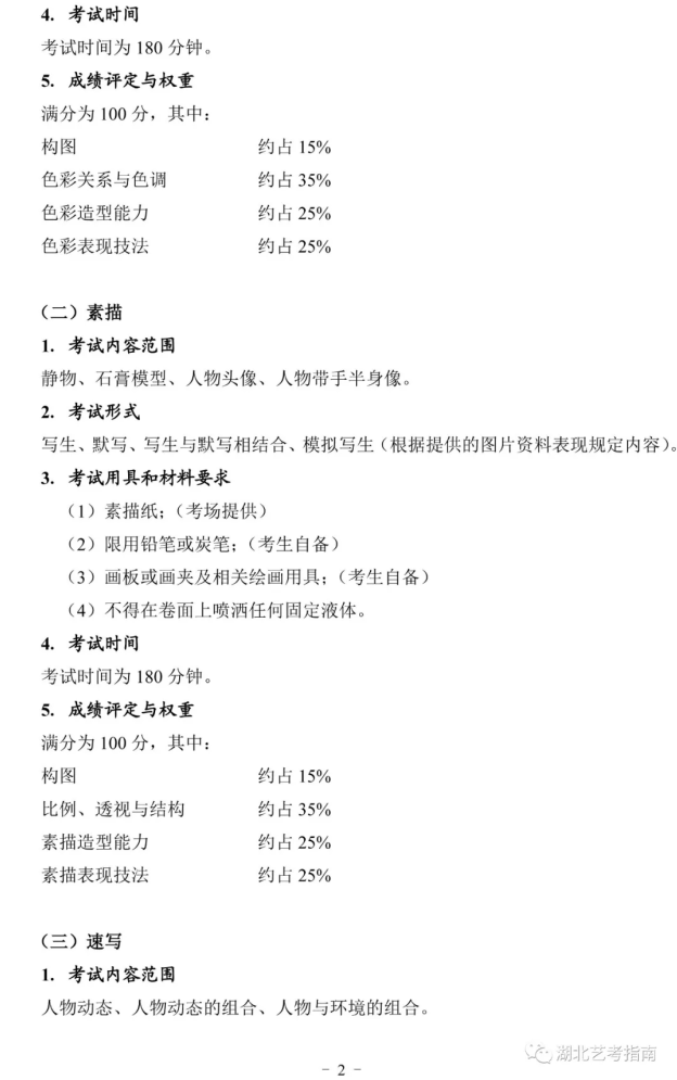 2020年湖北美術(shù)聯(lián)考大綱