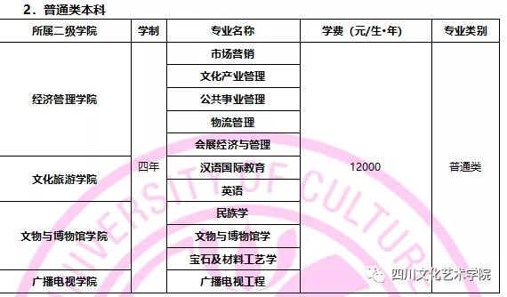 四川文化藝術學院2020年省外招生簡章