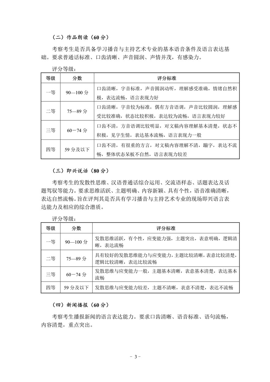 2021年湖北省播音主持專業(yè)統(tǒng)考考試大綱