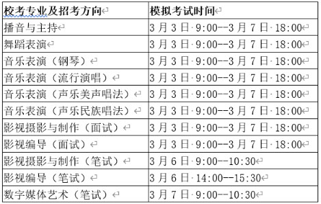 成都藝術職業大學2021年藝術類專業?？季€上考試時間安排